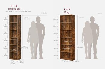 Industrial Bookcase Shelving Unit Storage Organiser, 5 of 6