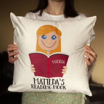 Personalised Girl's Reading Cushion Gift, 6 of 8