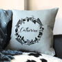 Personalised Wreath And Name Cushion, thumbnail 1 of 4