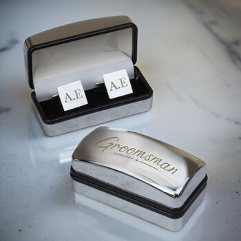Personalised Groomsman Wedding Cufflinks And Box Set, 2 of 3