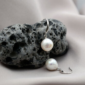 Baroque Pearl Sterling Silver Hook Earrings, 4 of 12