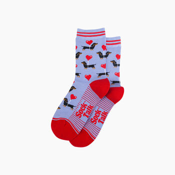 Sausage Dogs Heart Balloon Bamboo Socks In Blue, 4 of 4