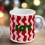 Printed Pink And Red Wavy Christmas Mug, thumbnail 3 of 4