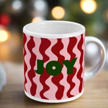 Printed Pink And Red Wavy Christmas Mug, 3 of 4