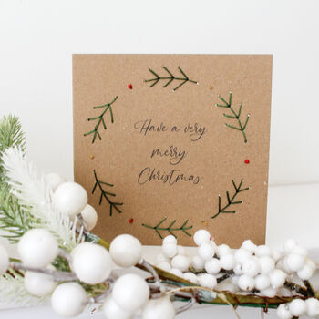 Christmas Embroidered Card Kit – Set Of Three Or Six With Envelopes, Hand Embroidery, 4 of 7