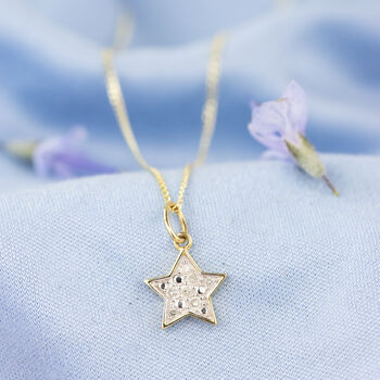 9ct Gold Star And Moon Diamond Necklace*, 2 of 3