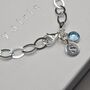 Sterling Silver Oval Linked Bracelet With Birthstone, thumbnail 3 of 5