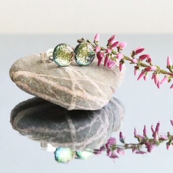 Small Pink Fused Glass Sterling Silver Stud Earrings, 6 of 12