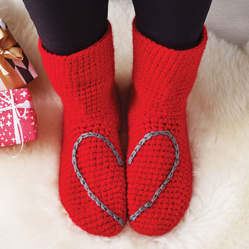 Hidden Love Heart Crochet Slipper Socks, 4 of 12