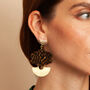 Art Deco Palm Midnight Gold Earrings Gold Plated Drop Earrings, thumbnail 2 of 6