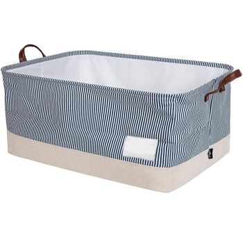 22'' Navy Blue Canvas Storage Basket With Lid, 2 of 5