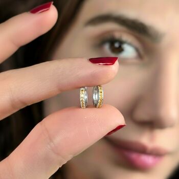 Citrine November Birthstone Small Silver Huggie Hoops, 2 of 5