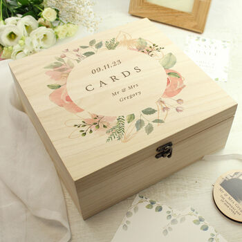 Personalised Floral Watercolour Wooden Keepsake Box, 4 of 8