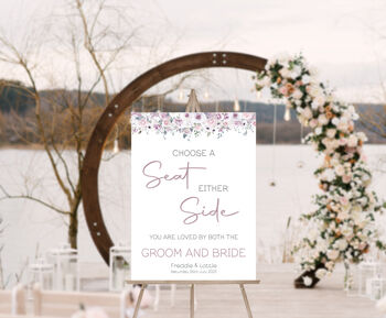 Wedding Choose A Seat Sign Pink And Lilac Floral, 2 of 5