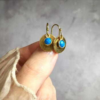 Turquoise Gold Disc Earrings, 9 of 10