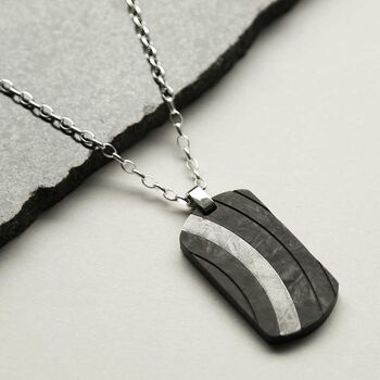 Meteorite Carbon Fibre Curve Design Dog Tag Necklace, 2 of 6