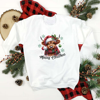 Mooey Christmas Highland Cow Jumper, 2 of 4