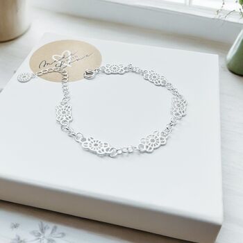 Sterling Silver Lace Link Bracelet, 2 of 5