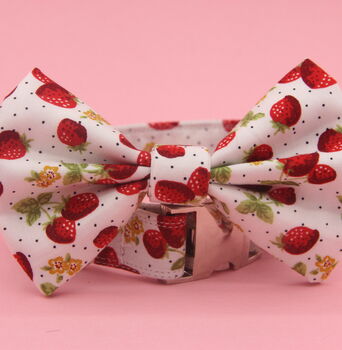 White Strawberry Dog Bow Tie, 2 of 10