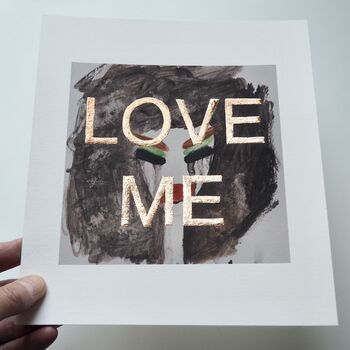 Love Me Giclee Art Print With Gold Leaf Lettering, 2 of 5