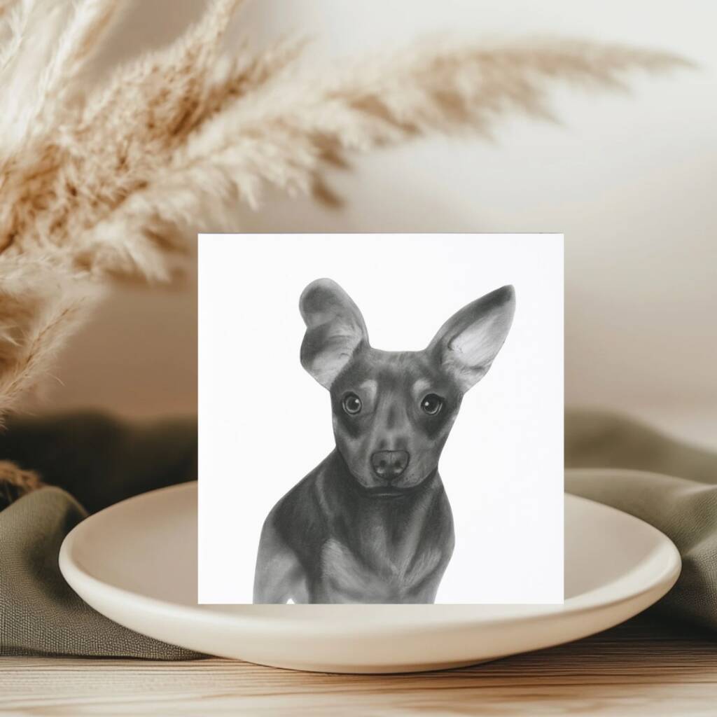 Chiweenie Dog Hand Drawn Greeting Card, 1 of 4