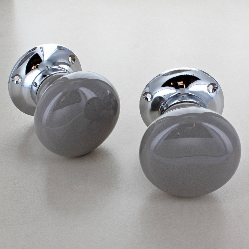 Grey Mortice Ceramic Doors Knobs Set For Entrance Doors By G Decor