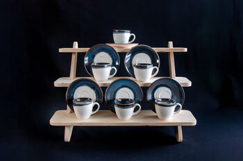 Navy Set Of Six Porcelain Espresso Cup And Saucer, 10 of 12