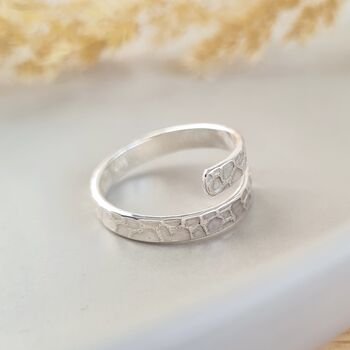 Silver Bark Band Wrap Ring, 9 of 10