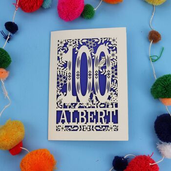 Personalised 100th Birthday Card Papercut Woodland Design, 7 of 8