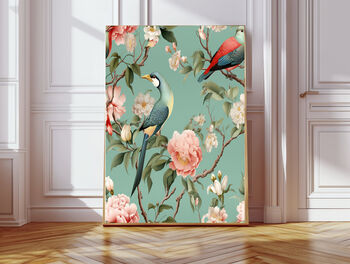 Set Of Two Chinoiserie Floral Bird Art Prints, 3 of 4
