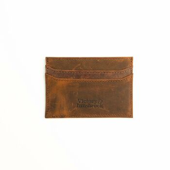 Slim Leather Card Holder Wallet; Brown Tan/Black, 8 of 12