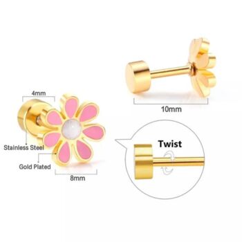 One Pc Stainless Steel Colourful Daisy Flower Studs, 10 of 12