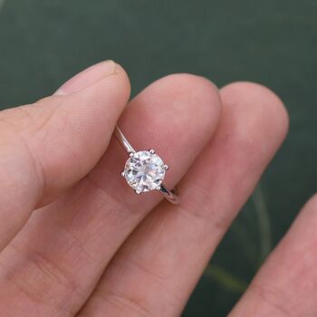 One Carat Moissanite Diamond Engagement Ring, 4 of 8
