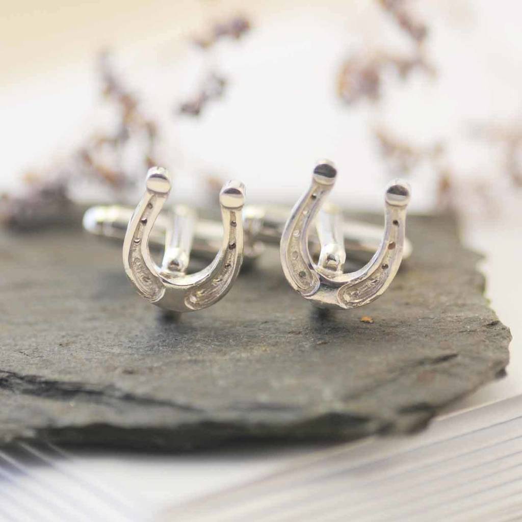 Image of Horseshoe Cufflinks In Silver, Silver