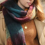 Burgundy, Navy And Mustard Winter Scarf, thumbnail 7 of 12