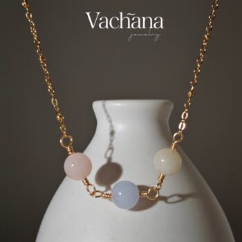Natural Round Pastel Morganite Gems Pendant Necklace, 2 of 6