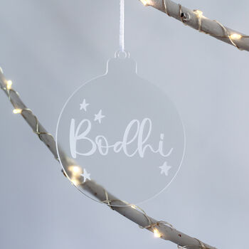 Personalised Christmas Tree Bauble With Stars, 2 of 5