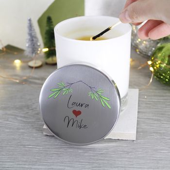 Couple Mistletoe Christmas Scented Candle With Lid, 2 of 9