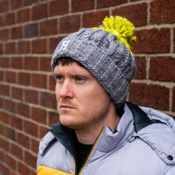 Mens Personalised Initial Knitted Bobble Hat, 2 of 11