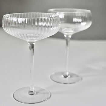 Pair Of Art Deco Style Hand Blown Champagne Glasses, 2 of 10