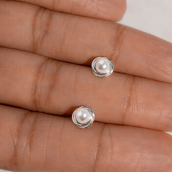 Sterling Silver Pearl Nest Stud Earrings, 2 of 9
