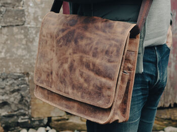 Deluxe Leather Messenger Bag, 6 of 12
