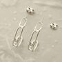 Sterling Silver Paperclip Hoop Stud Earrings, thumbnail 3 of 6