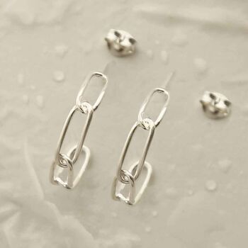 Sterling Silver Paperclip Hoop Stud Earrings, 3 of 6