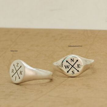 Family Initials Personalised Silver Signet Ring, 7 of 8
