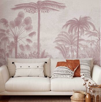 Palm Of The Ucayali Amazon Mural In Blush Pink, 3 of 5