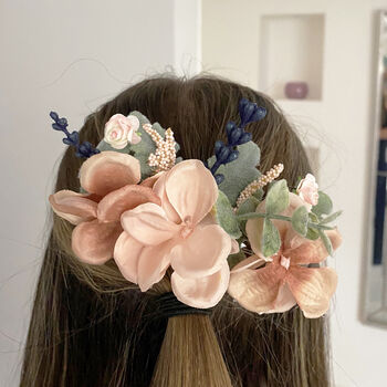 Blush Pink And Peach Bridal Flower Hair Comb, 2 of 10