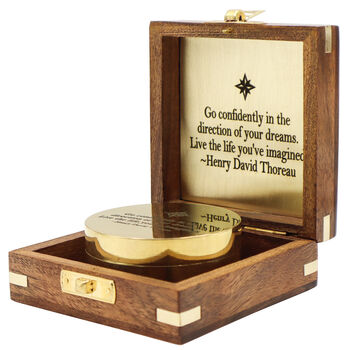 Signature Sundial Compass With Quote By Henry David Thoreau 'Go Confidently in the Direction of Your Dreams', 6 of 6
