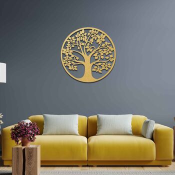 Modern Round Wooden Tree Of Life Wall Art Home Decor, 6 of 10