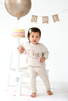 Personalised Big 'One' Embroidered First Birthday Sweatshirt Jumper, 4 of 8